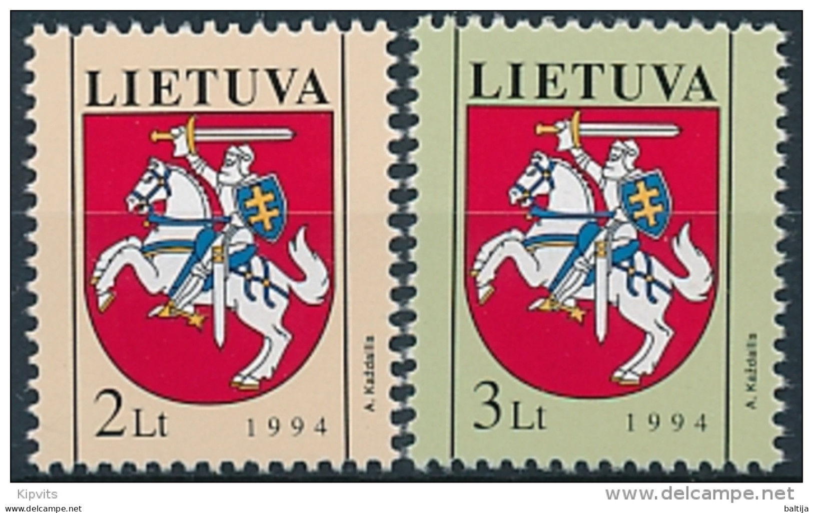 Mi 561-62 ** MNH Coat Of Arms Vytis Heraldry - Lituania