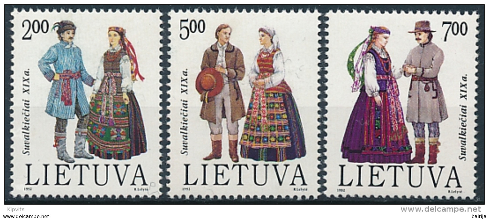 Mi 508-10  ** MNH Traditional Costumes - Lithuania