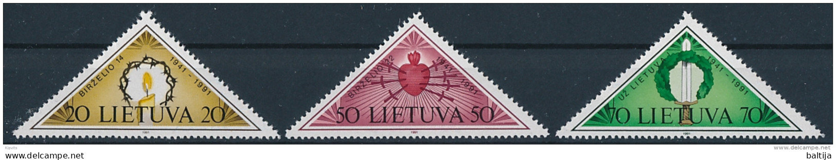 Mi 477-79  ** MNH 14 June Deportations 50th Anniversary Triangular Stamps - Lithuania