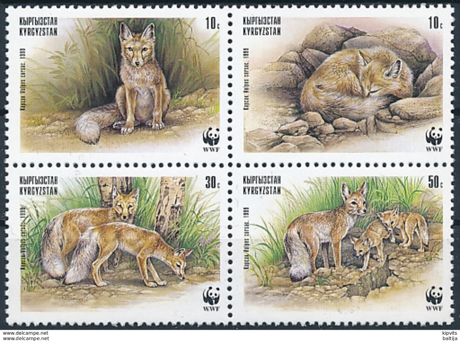 Mi 168-71 ** MNH WWF Corsac Fox Vulpes Corsac - Kirghizistan