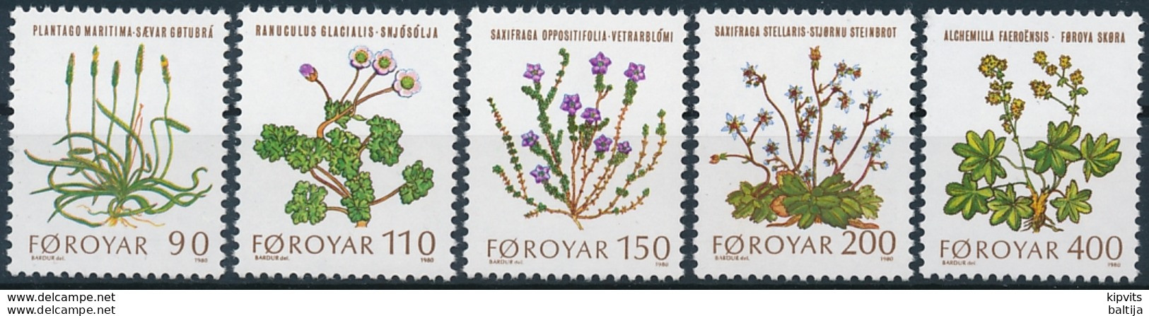 Mi 48-52 ** MNH Flora Flowers - Faroe Islands