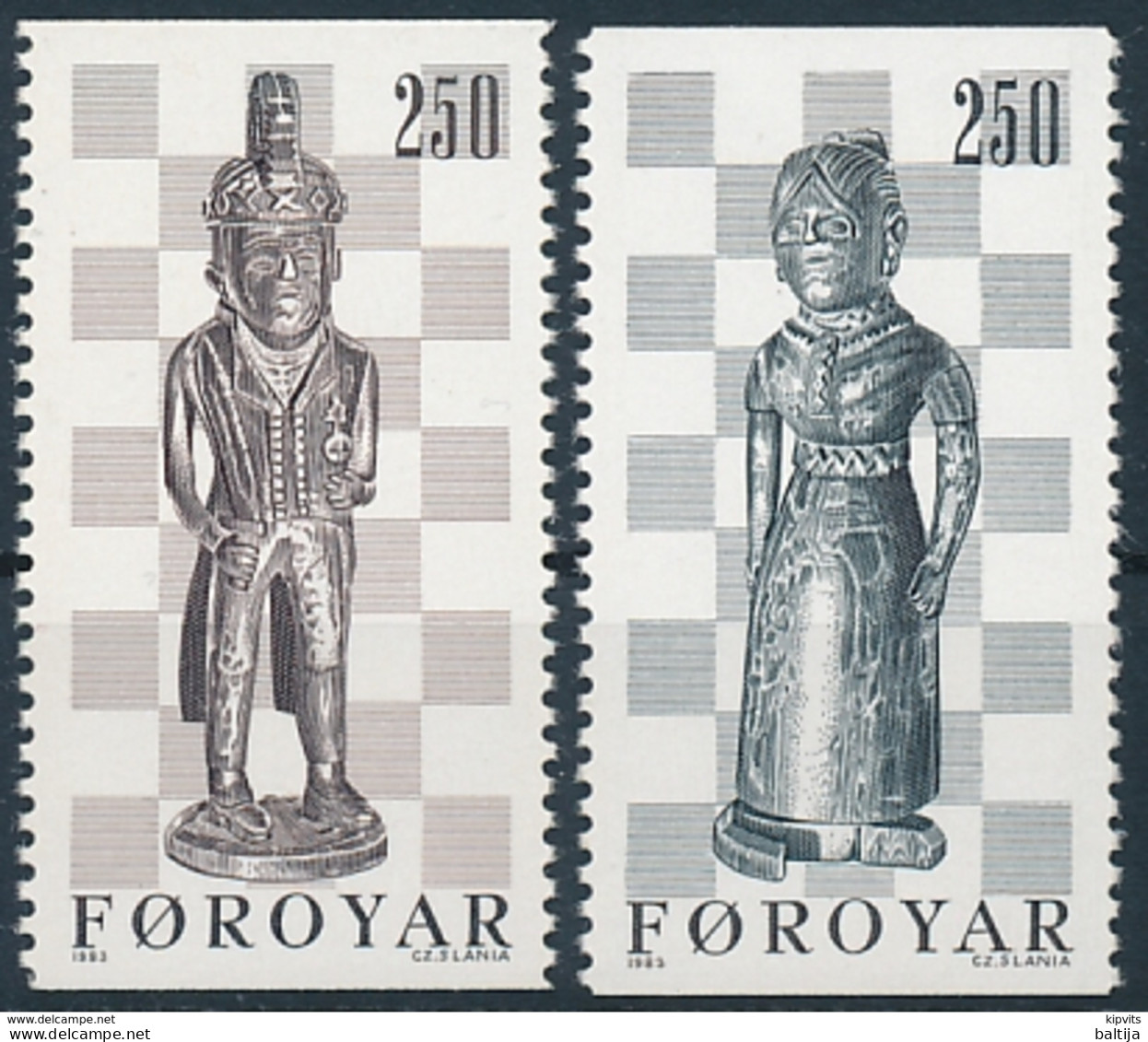 Mi 82-83 ** MNH Chess Schach Ajedrez Échecs Шахматы 國際象棋 - Färöer Inseln