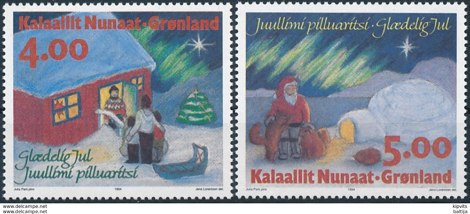 Mi 254-55 ** MNH Christmas Santa Sled North Pole Aurora Borealis Igloo - Unused Stamps