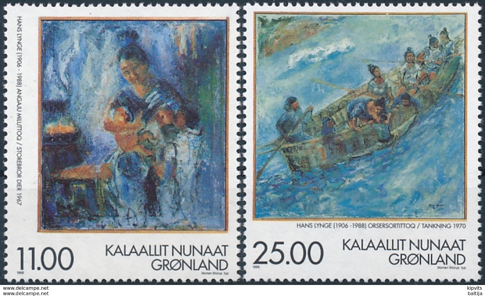 Mi 325-26 ** MNH Paintings Art Painter Hans Lynge - Nuevos