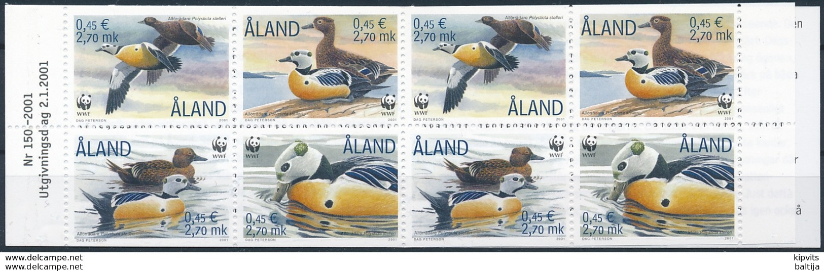 Mi MH 9 Booklet ** MNH WWF Birds Duck Polysticta Stelleri - Ålandinseln