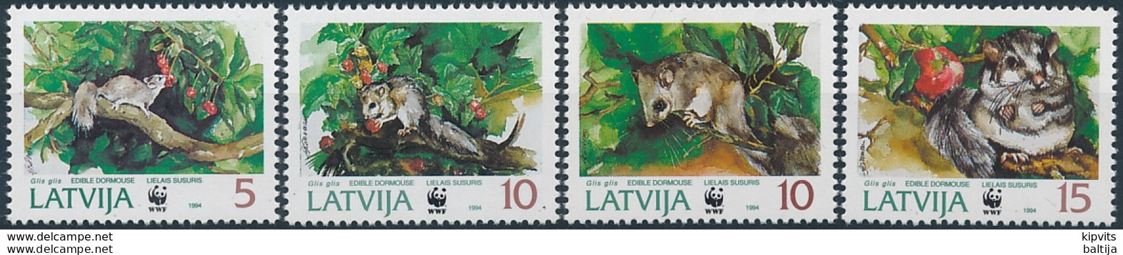 Latvia Mi 378-81 ** MNH / WWF / Rodent Edible Dormouse Glis Glis - Ungebraucht