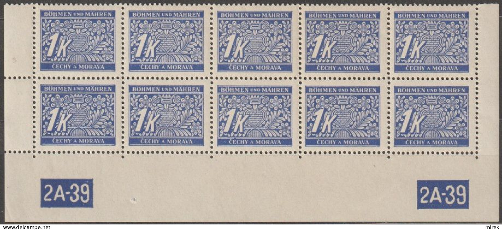 108/ Pof. DL 9, Corner 10-block, Plate Number 2A-39 - Unused Stamps