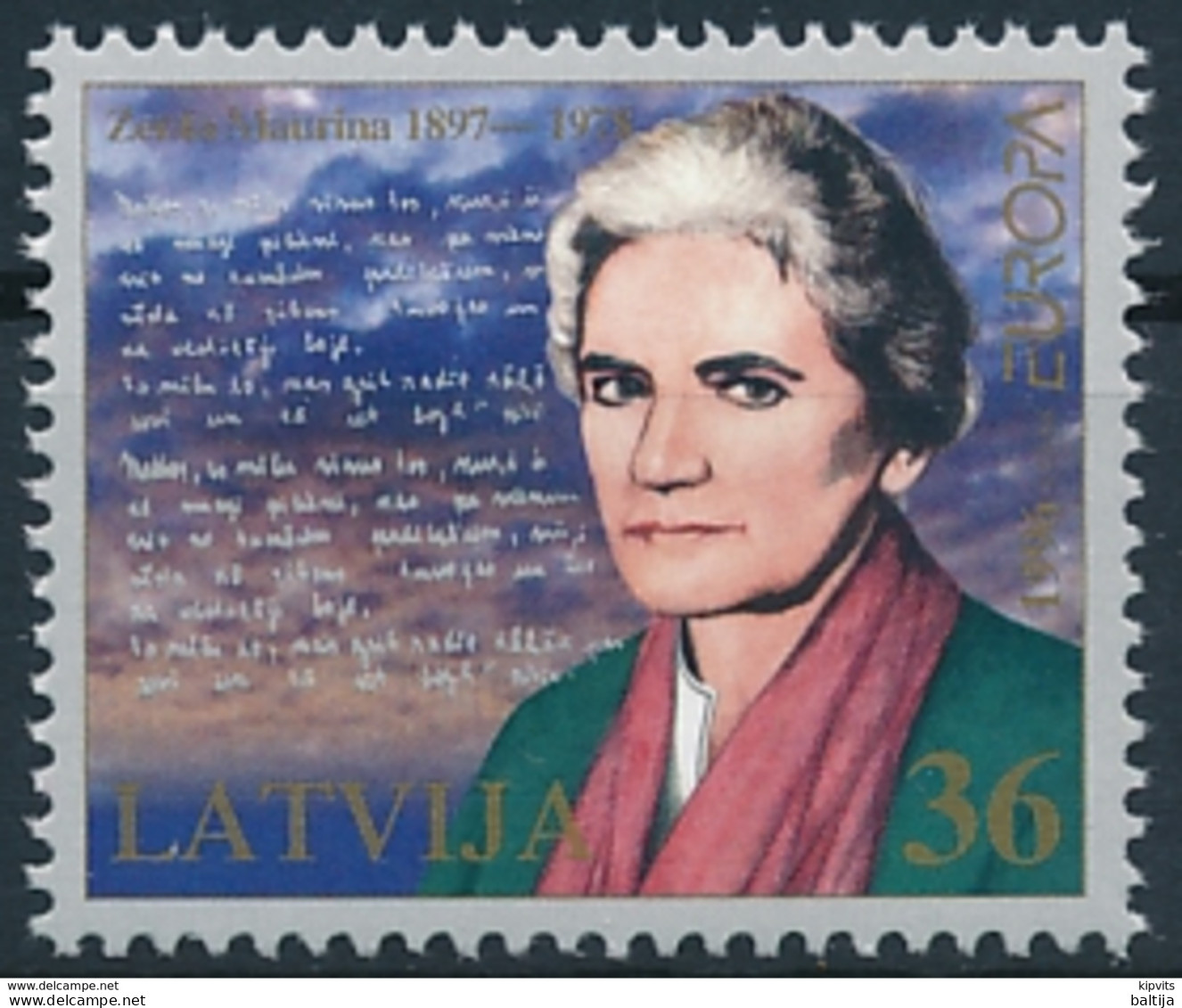 Mi 423 ** MNH / CEPT Europa Woman Writer Zenta Mauriņa - Lettonia