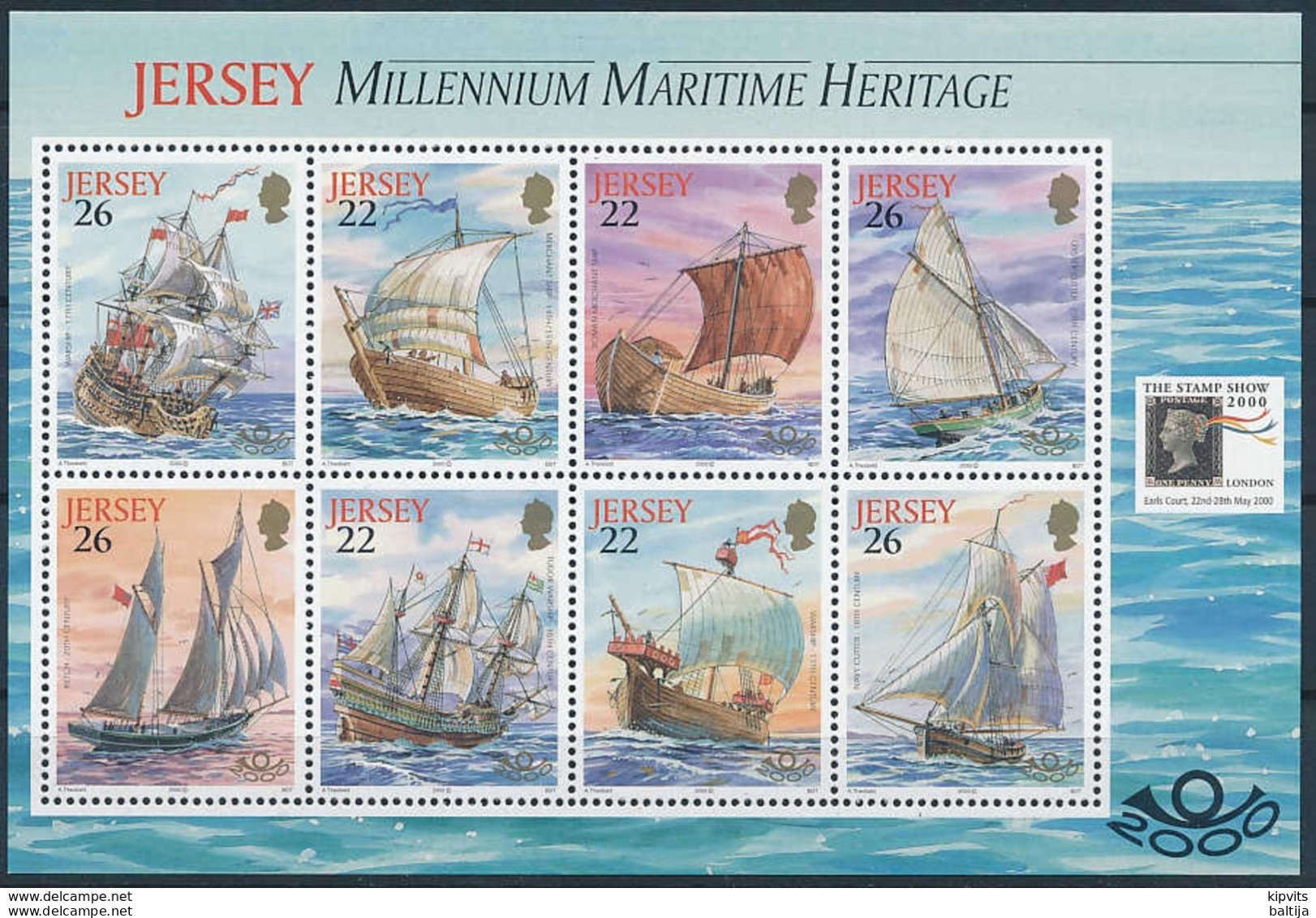 Mi 928+930-34+936-37 MNH ** Sheetlet / Millennium Maritime Heritage - Jersey