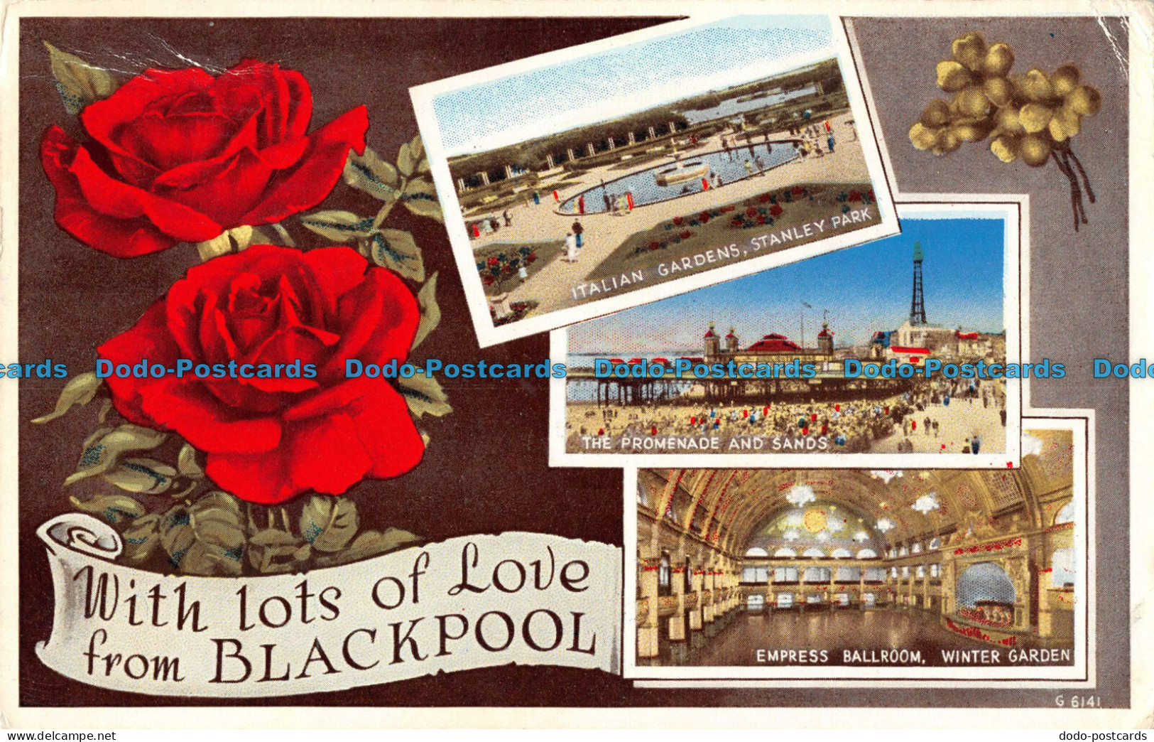 R097315 With Lots Of Love From Blackpool. De Luxe Colour. Valentine. 1956. Multi - World