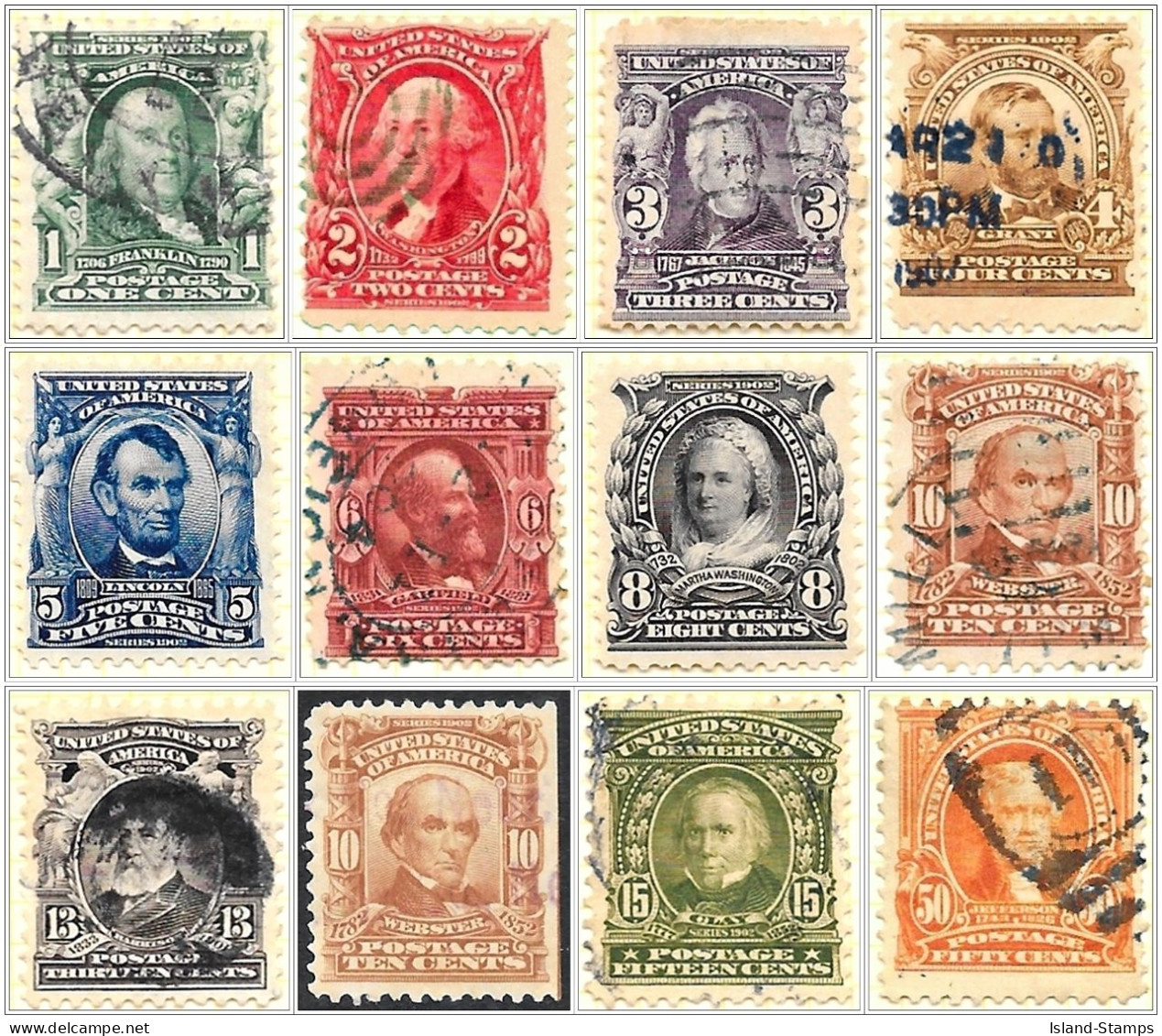 USA 1902 " Presidents & Statesmen Upto 50 Cents Used V1 - Oblitérés