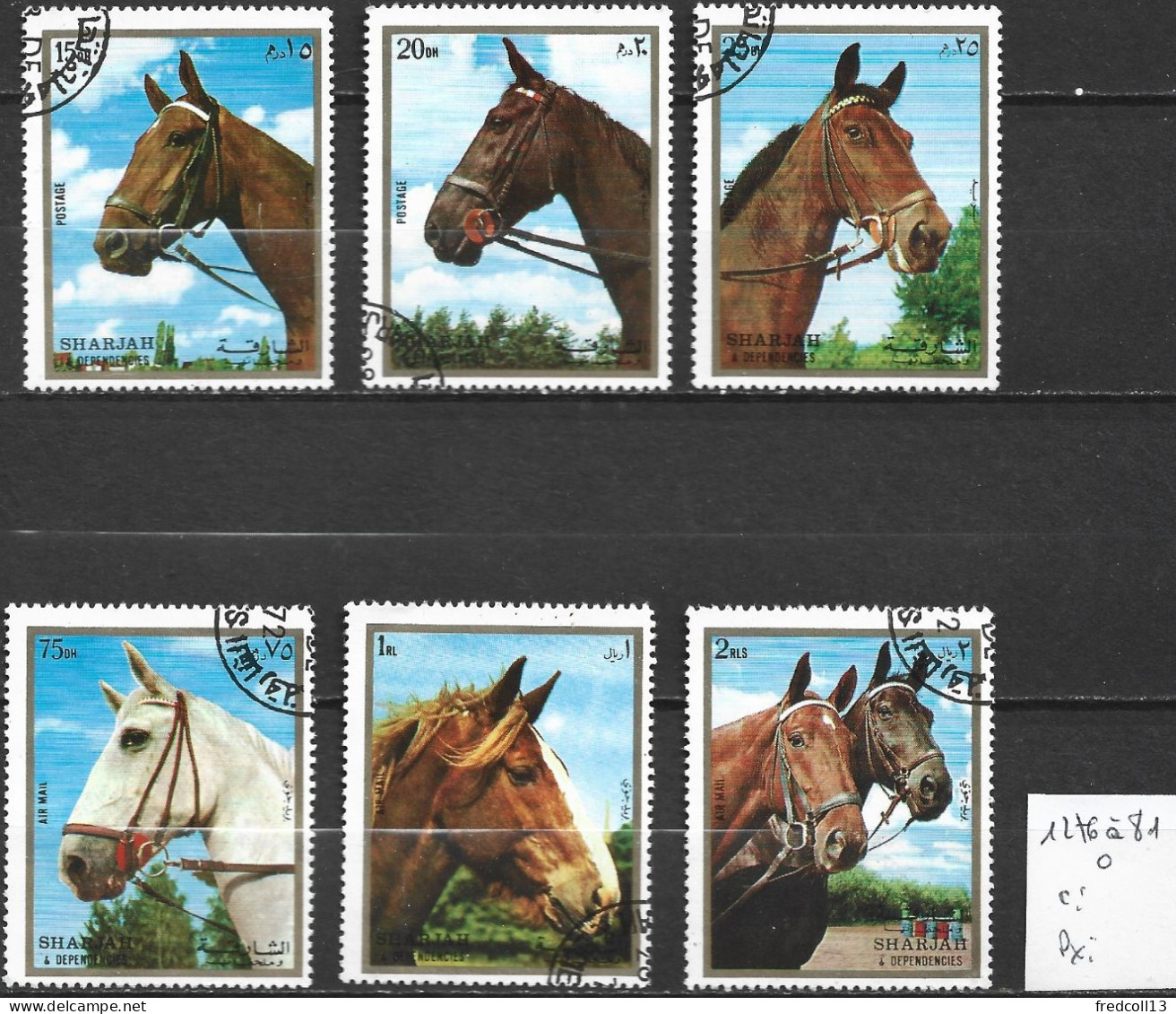 SHARJAH 1276 à 81 Oblitérés Côte 1.50 € ( Catalogue MICHEL ) - Chevaux