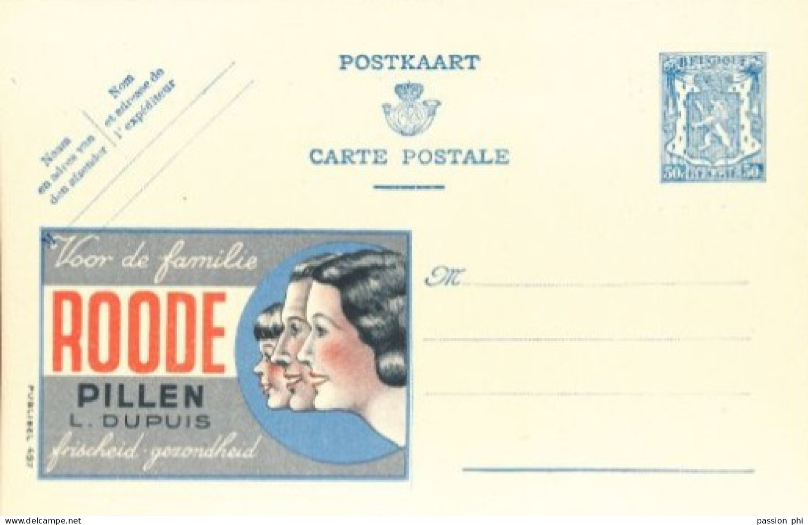 BELGIUM PPS 50C BLUE "SCEAU D'ETAT" SBEP PUBLIBEL 497 ROODE PILLEN UNUSED - Publibels