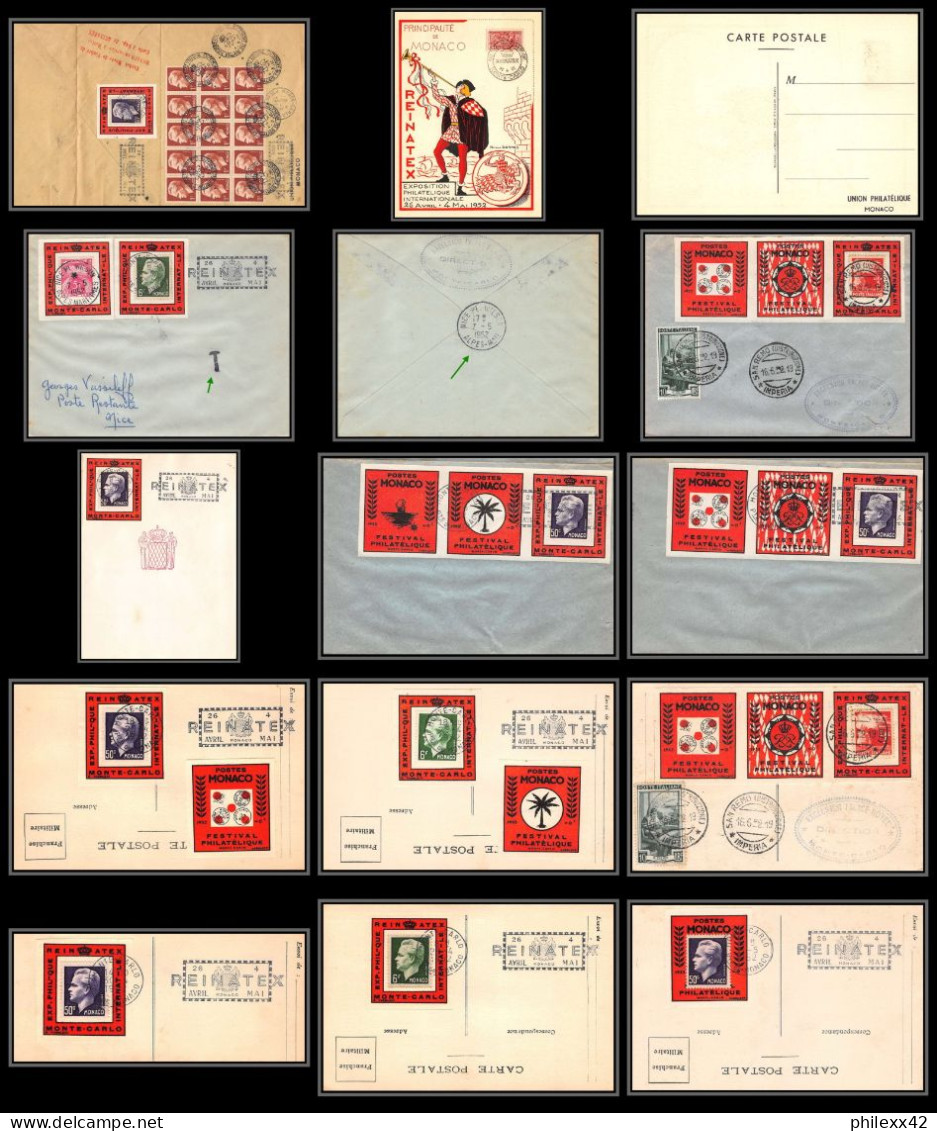 74926 (2) REINATEX 1952 Joli Lot Collection Vignette Porte Timbre Stamp Holder Lettre Cover Monaco France Italia - Colecciones & Series