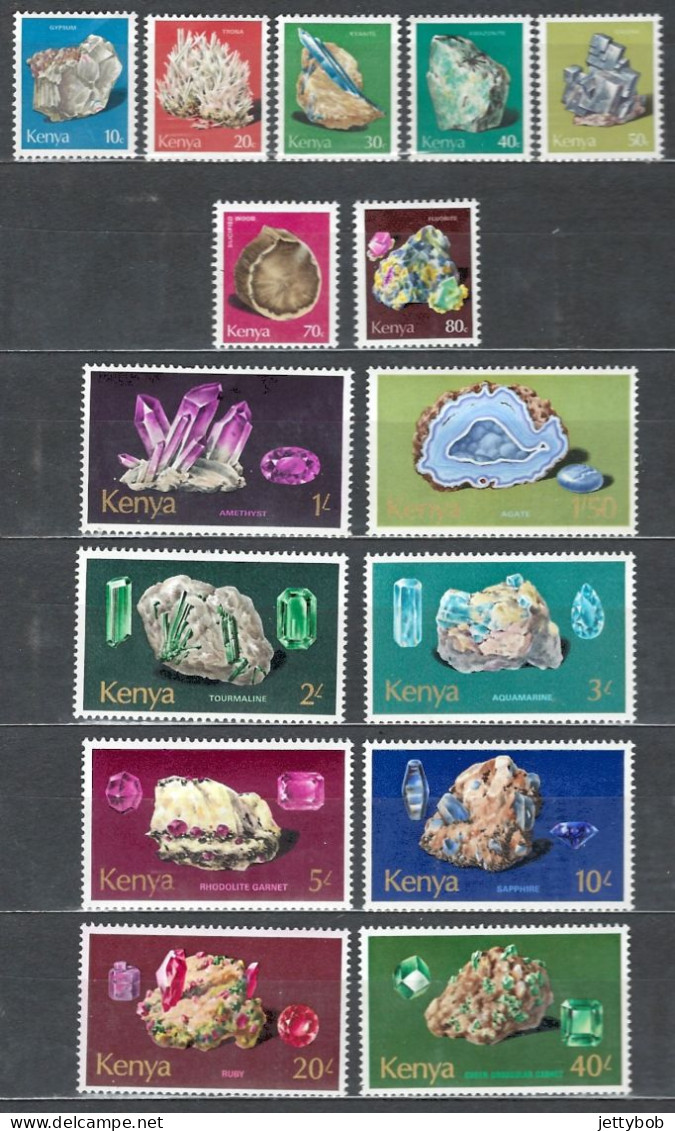 KENYA 1977 Minerals Complete Set Of 15 Values MM - Kenia (1963-...)