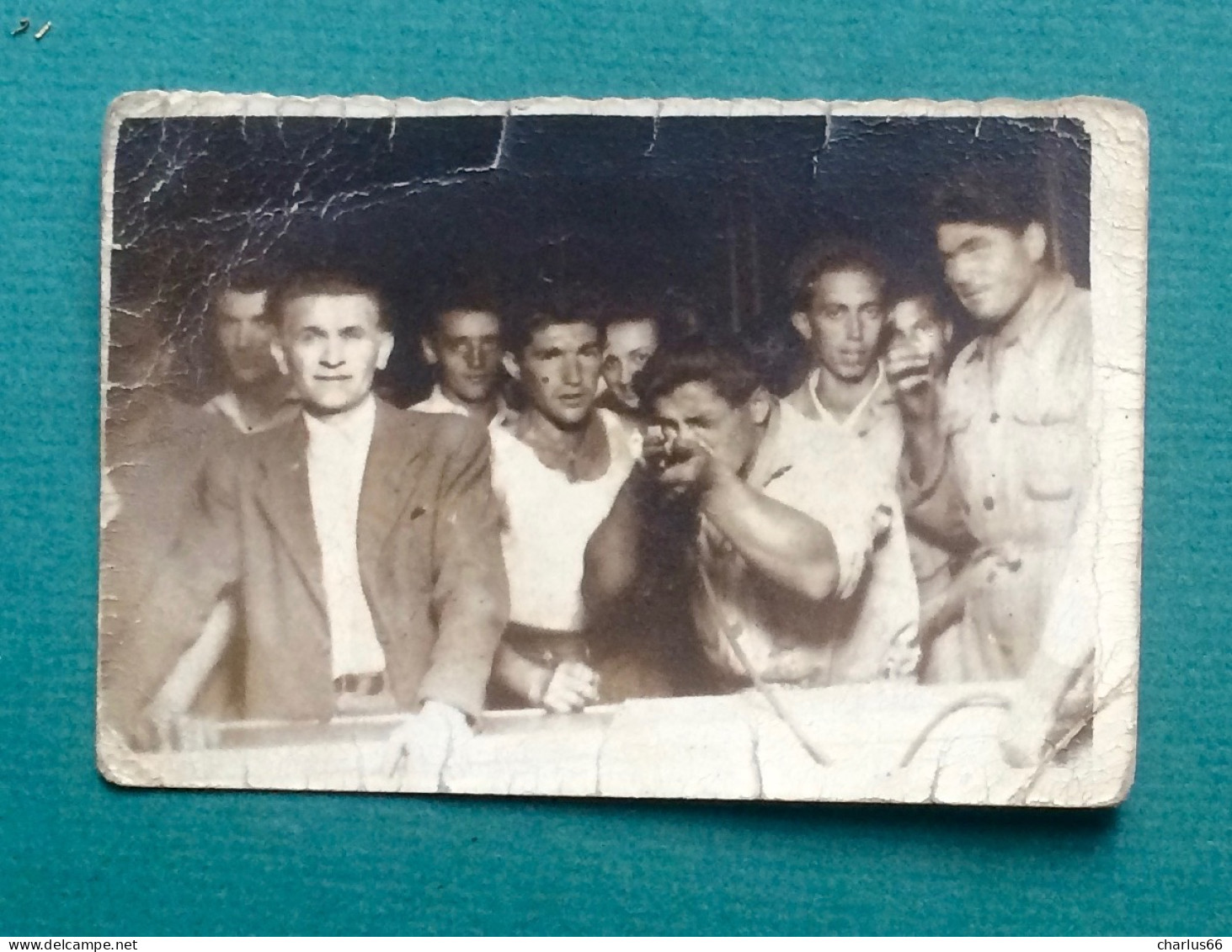 PHOTO Ancienne FOIRE Fete Foraine Stand De Tir Carabine Arme Fusil Gun Hommes - Autres & Non Classés