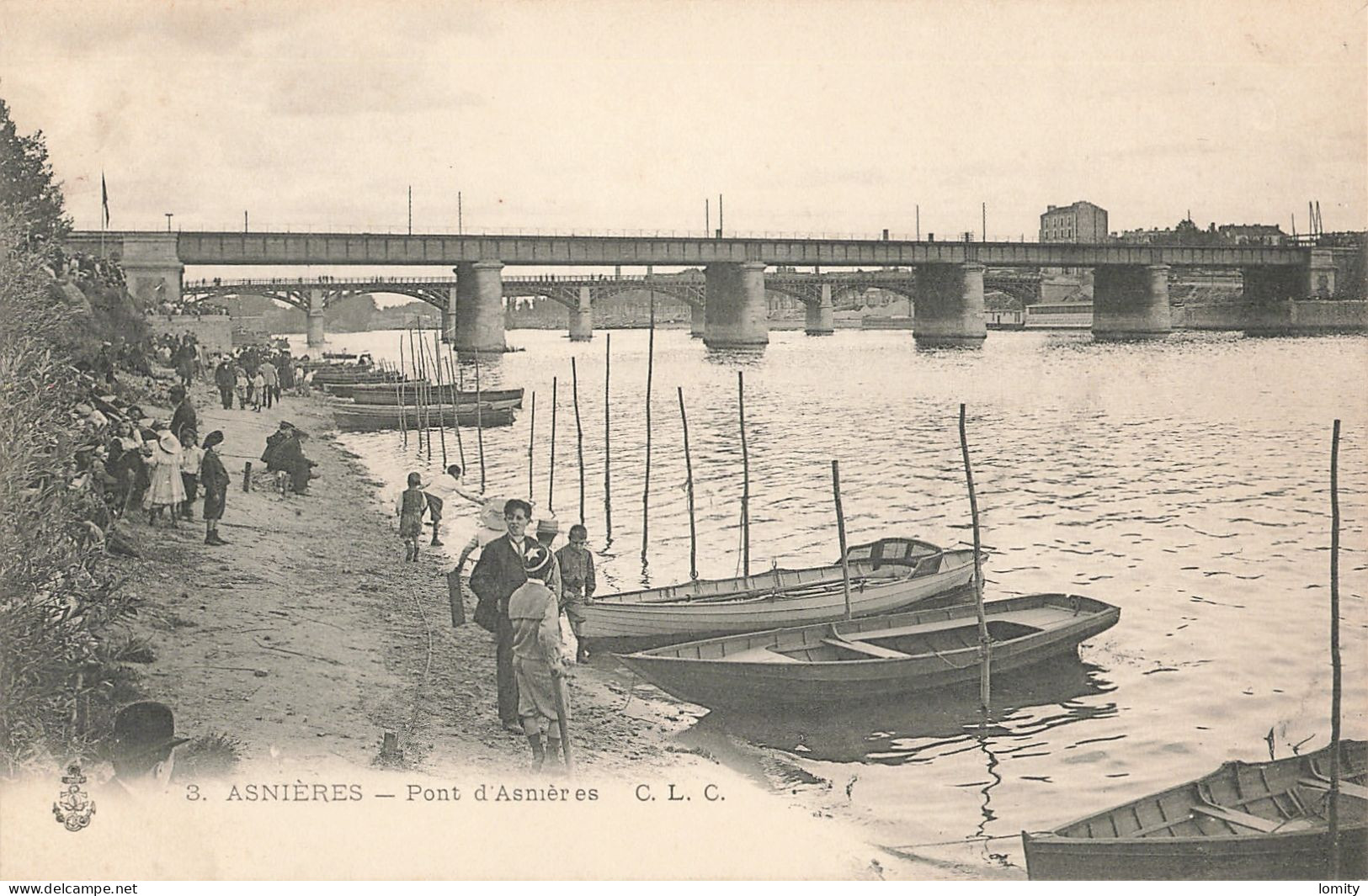 92 Asnieres Sur Seine Pont D' Asnieres CPA Bateaux Barques - Asnieres Sur Seine