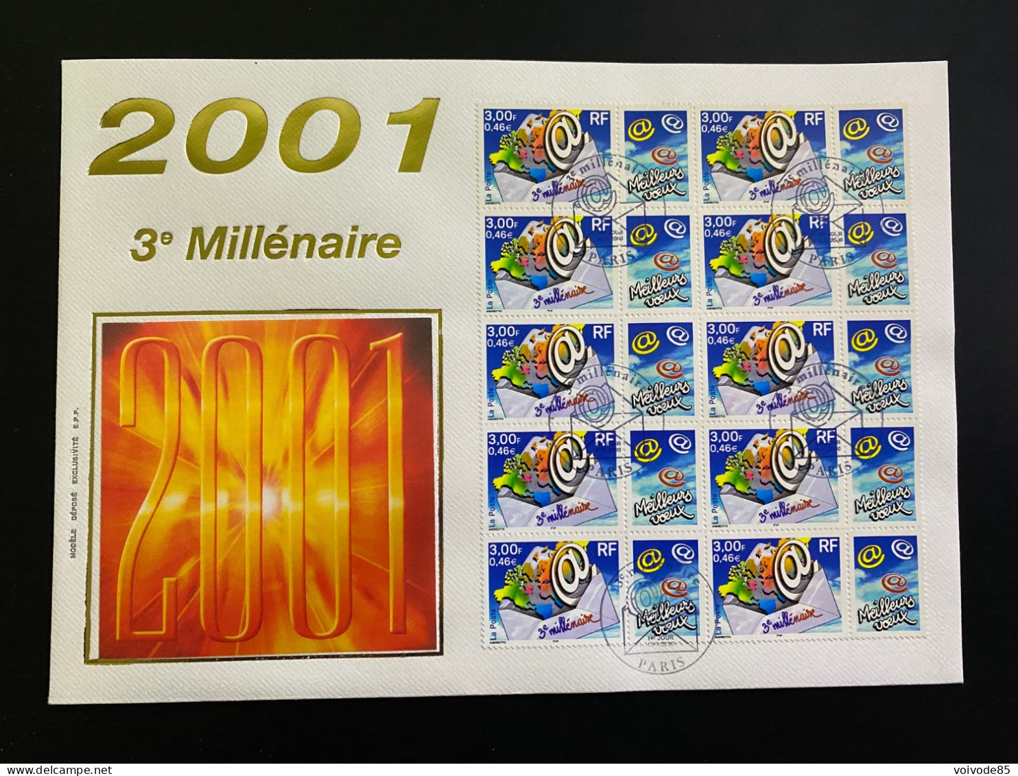 Enveloppe 1er Jour GF Soie "3e Millénaire 2001" - 09/11/2000 - 3365 - 2000-2009