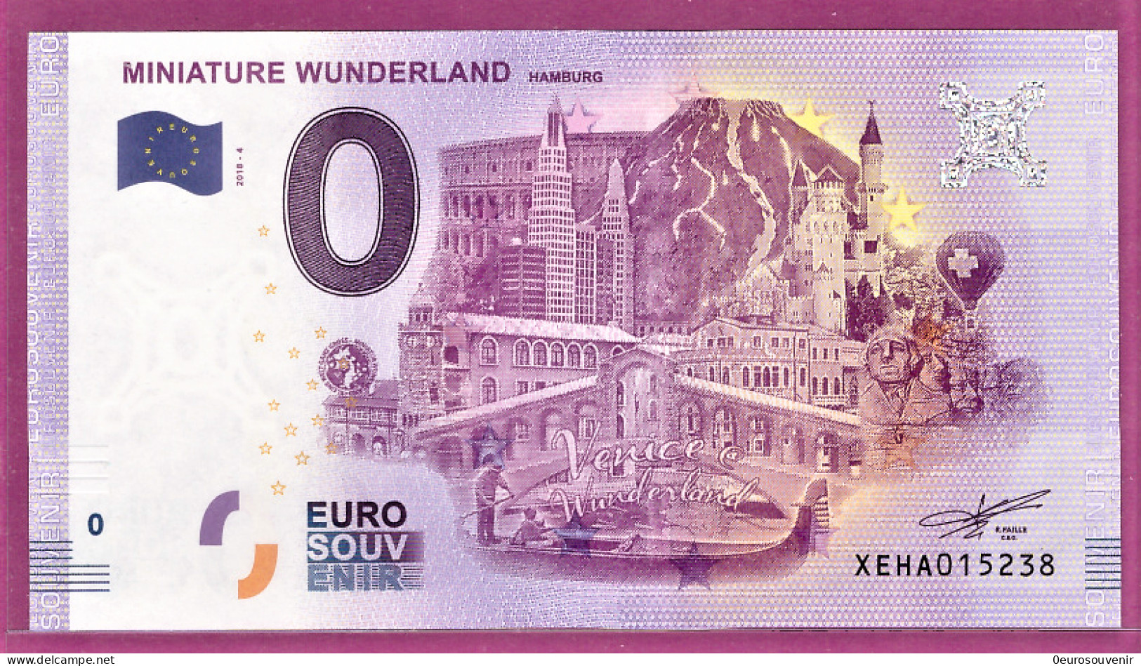 0-Euro XEHA 2018-4 Fehrdruck MINIATURE WUNDERLAND - HAMBURG - VENICE - Private Proofs / Unofficial