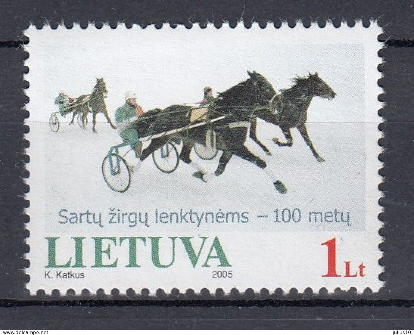 LITHUANIA 2005 Sartai Horses Racing MNH(**) Mi 868 #Lt990 - Lituanie