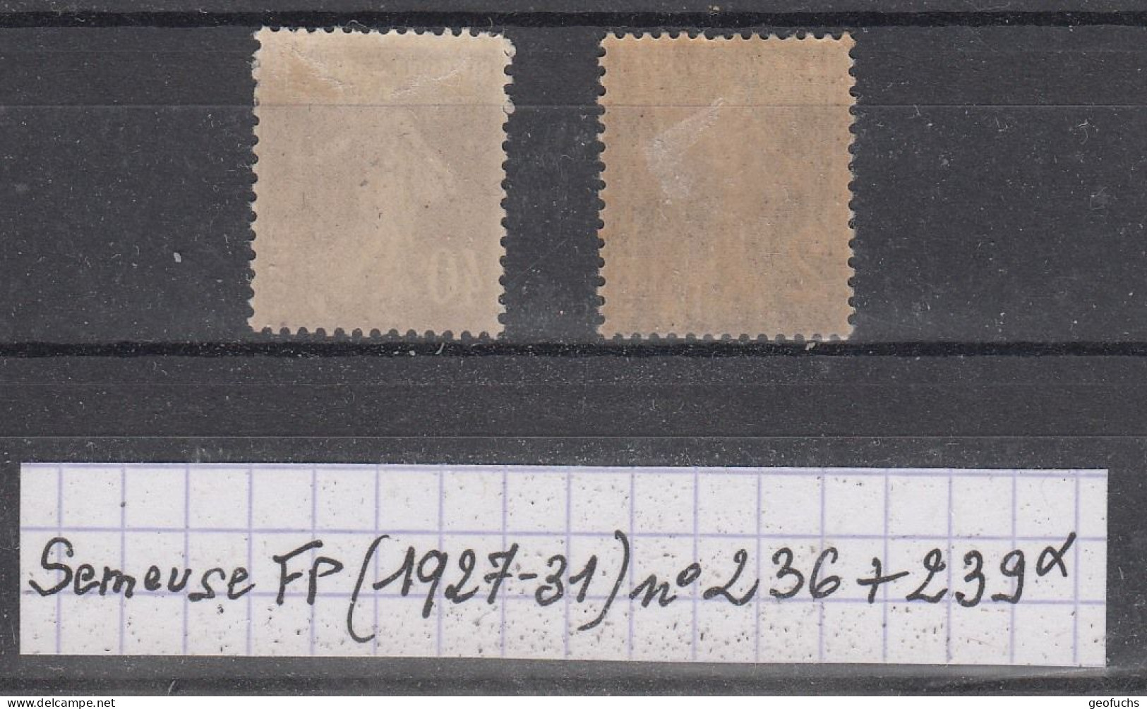 Semeuse Fond Plein(1927-31) Y/T N° 236 + 239 Neufs * - 1906-38 Semeuse Camée