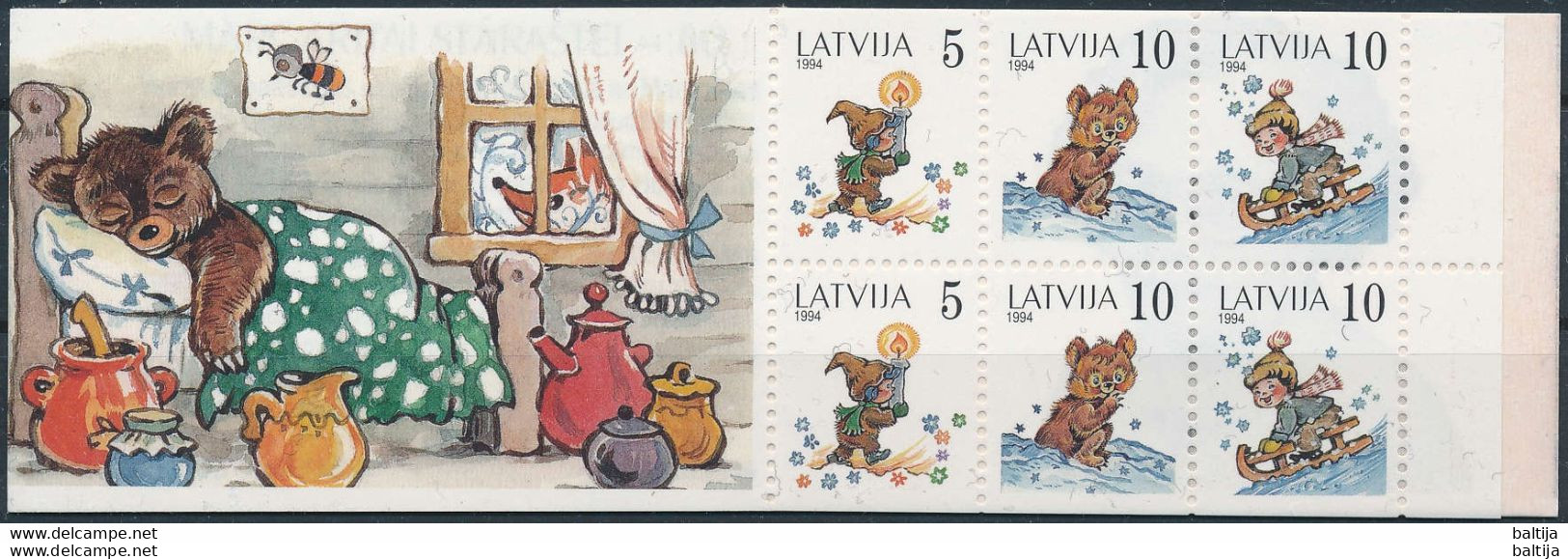 Mi 386-88, MH 2 ** MNH / Margarita Stāraste 80th Birthday, Booklet / Fairy Tale, Teddy Bear, Children - Letland