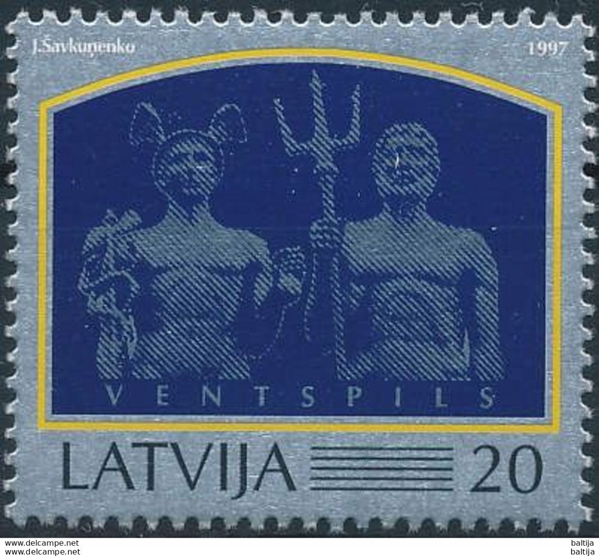 Mi 458 ** MNH / Ventspils Commercial Harbour / Greek, Roman Gods Hermes & Neptune - Letonia