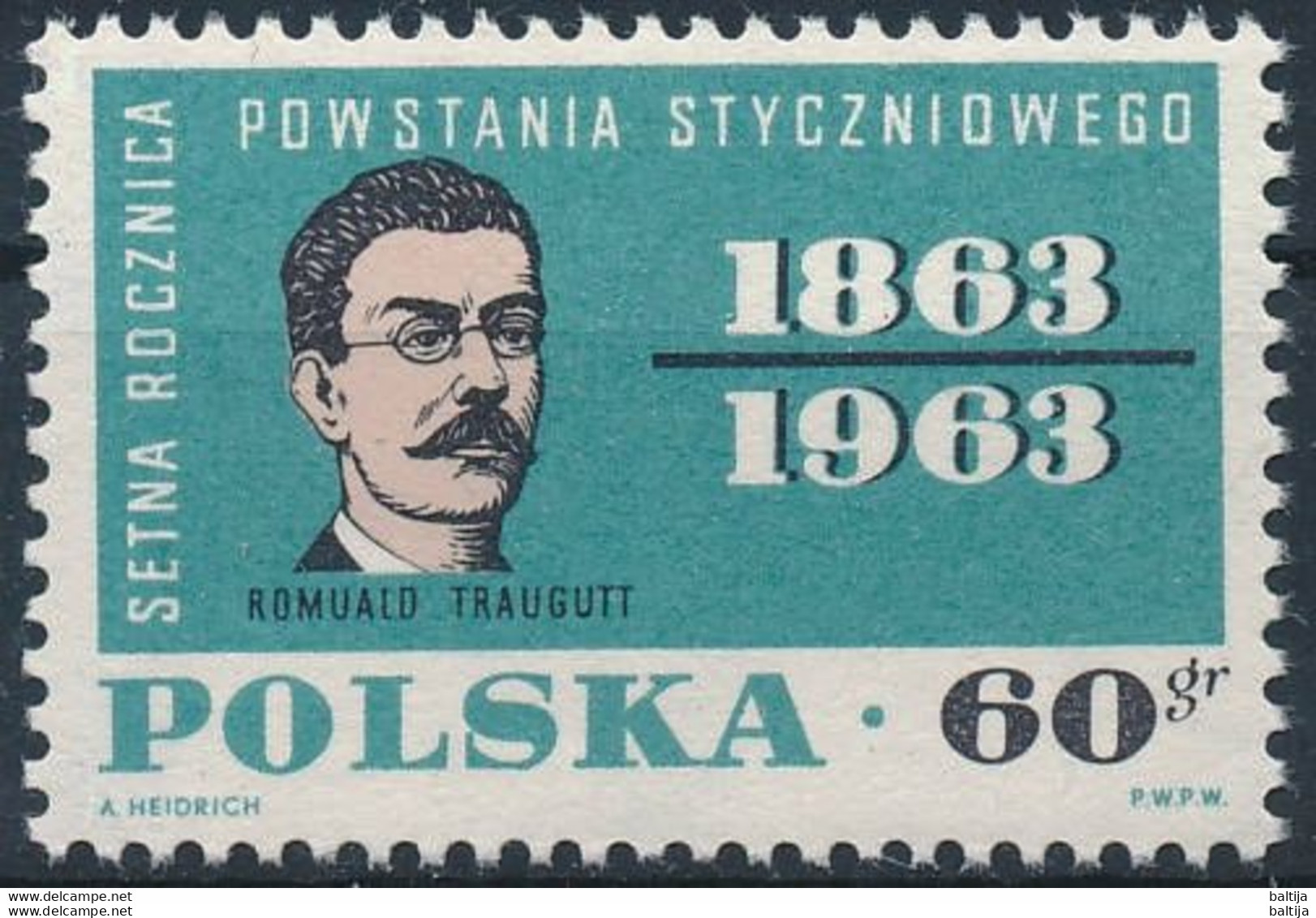 Mi 1370 ** MNH Lettonica / 1863 January Uprising 100th Anniversary - Romuald Traugutt - Neufs