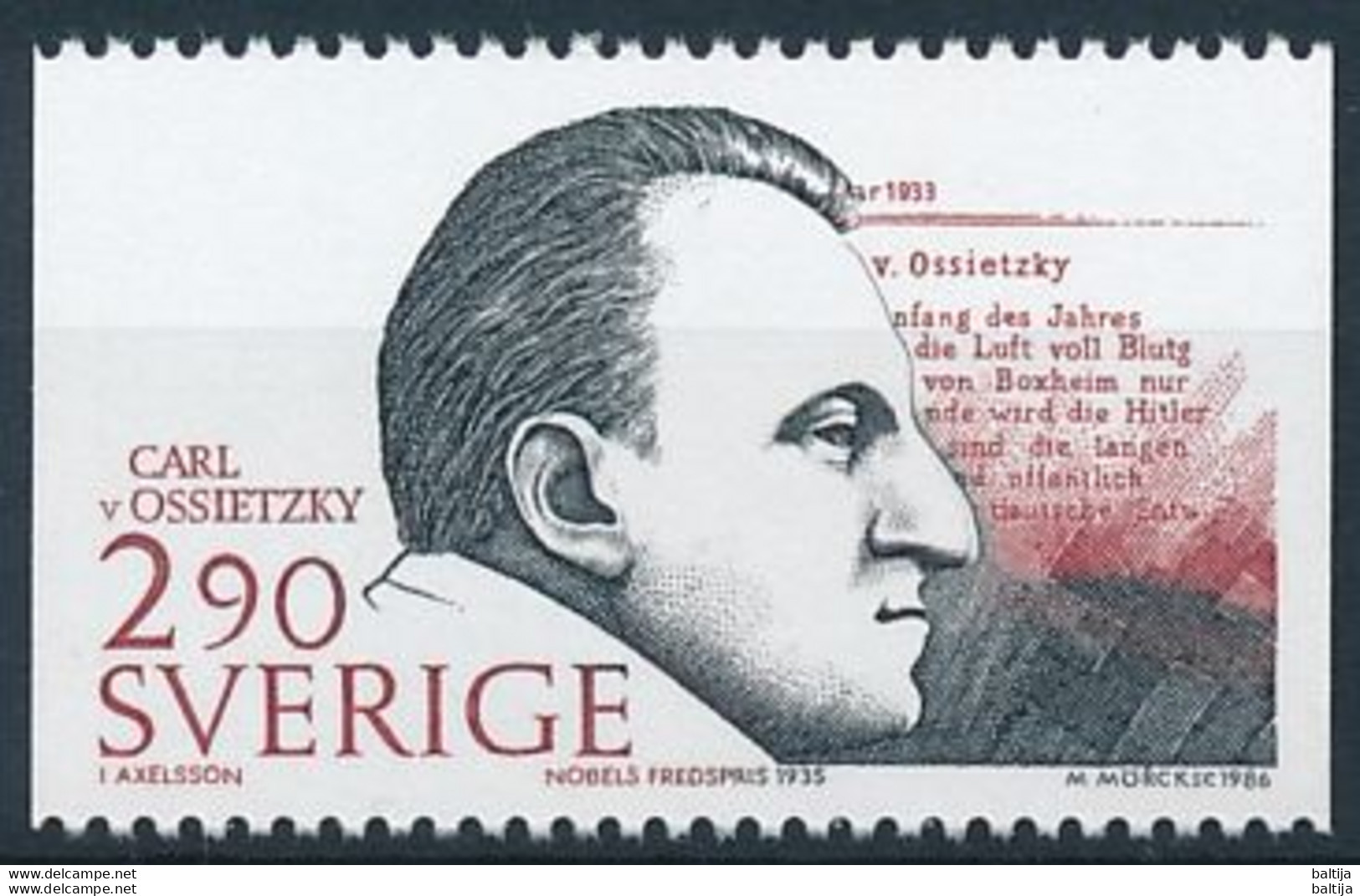 Mi 1414 MNH ** / Pacifist, Journalist, Carl Von Ossietzky, Nobel Peace Prize Laureate 1935 - Ungebraucht