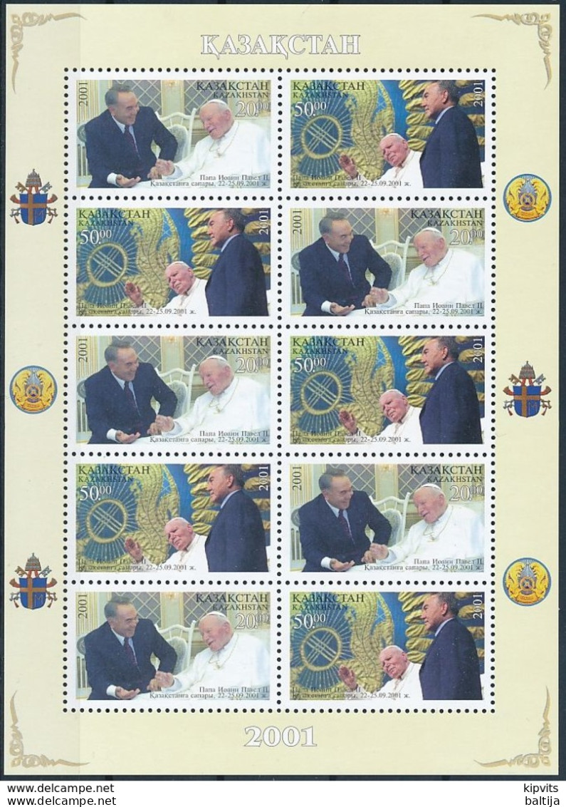 Mi 352-53 MNH ** Sheetlet / State Visit Pope John Paul II, President Nursultan Nazarbayev - Kasachstan
