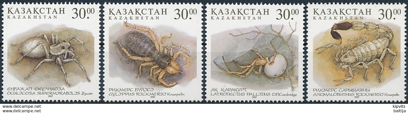 Mi 192-95 MNH ** Venomous Arachnida / Scorpio, Spider - Kazakhstan