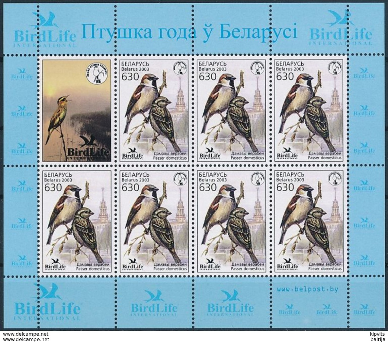 Mi 484-85 MNH ** Sheetlet / Birds, BirdLife, House Sparrow, Passer Domesticus - Bielorussia