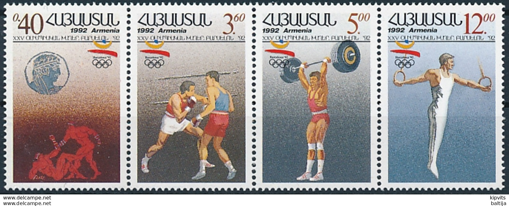 Mi 199-202 MNH ** Summer Olympics Barcelona 1992 / Boxing, Weightlifting, Artistic Gymnastics, Rings - Armenia