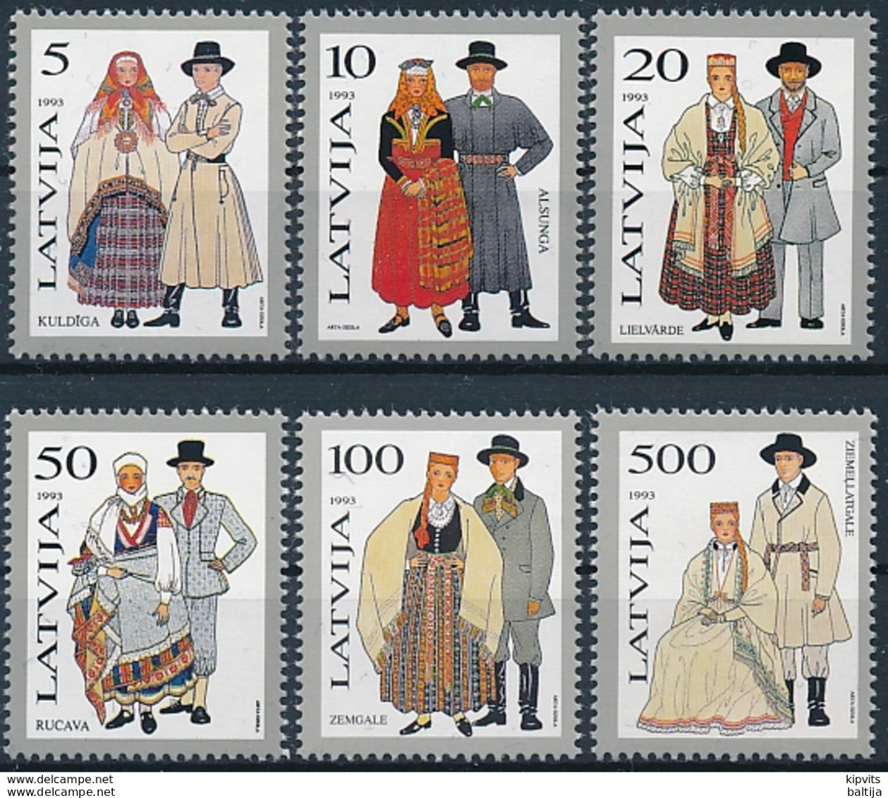 Mi 351-56 MNH ** Traditional Costumes, Trachten - Latvia