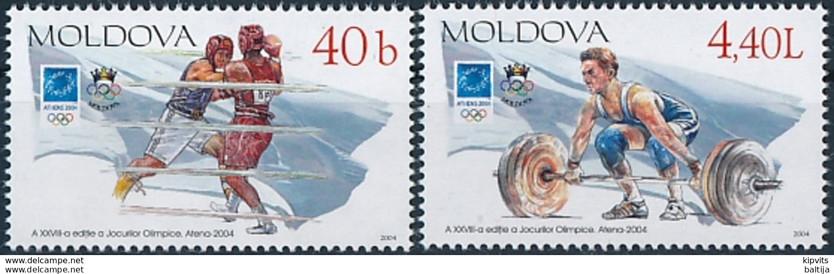 Mi 495-96 MNH ** / Summer Olympics Athens 2004 - Boxing, Weightlifting - Moldawien (Moldau)