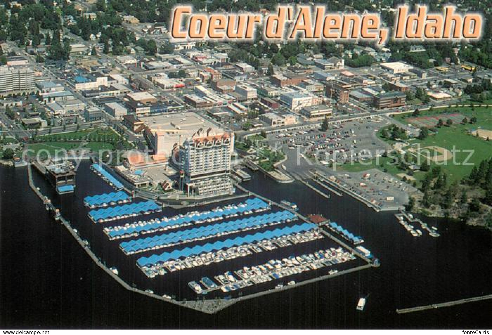 73745521 Coeur_d_Alene_Idaho Fliegeraufnahme Resort And Downtown-area Along Coeu - Sonstige & Ohne Zuordnung