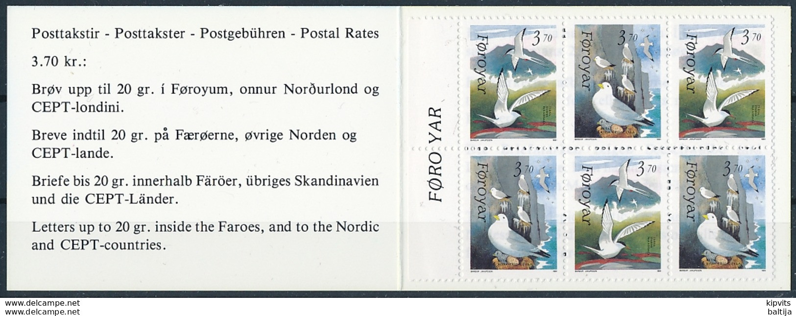 Mi MH 4 MNH ** Booklet / Sea Birds, Arctic Tern, Sterna Paradisaea, Black-legged Kittiwake, Rissa Tridactyla, Gull - Islas Faeroes