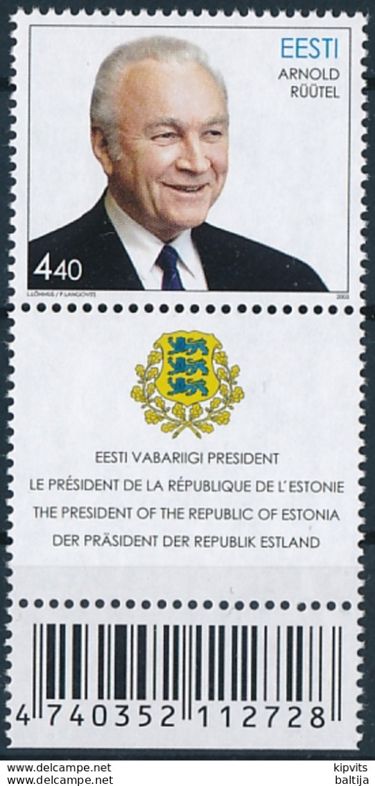 Mi 462 Zierfeld MNH ** President Arnold Rüütel 75th Birthday - Estland