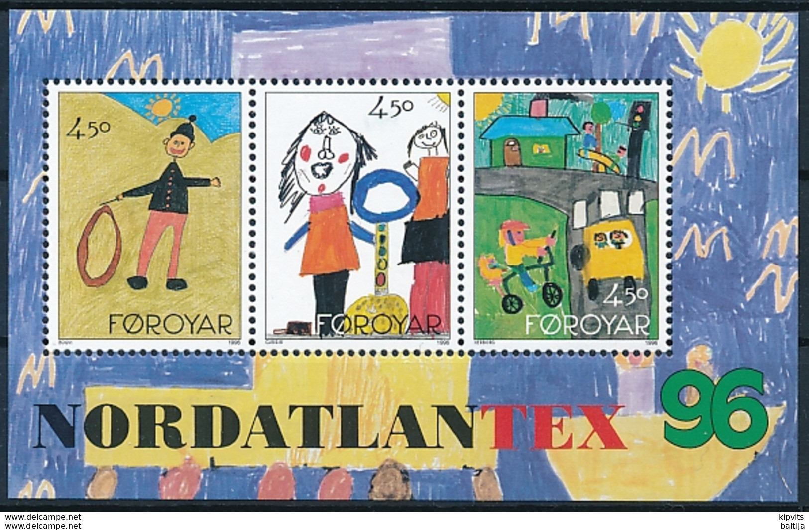 Mi Block 8 ** MNH Children's Drawings NORDATLANTEX '96 Philatelic Exhibition - Féroé (Iles)