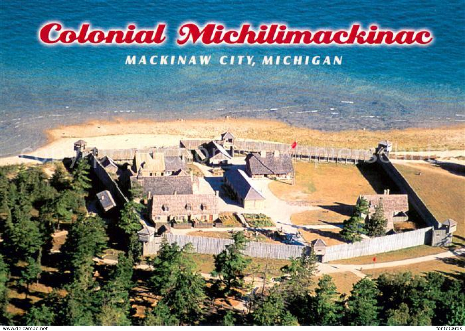 73745510 Mackinaw_City_Michigan Fliegeraufnahme Colonial Michilimackinac - Otros & Sin Clasificación