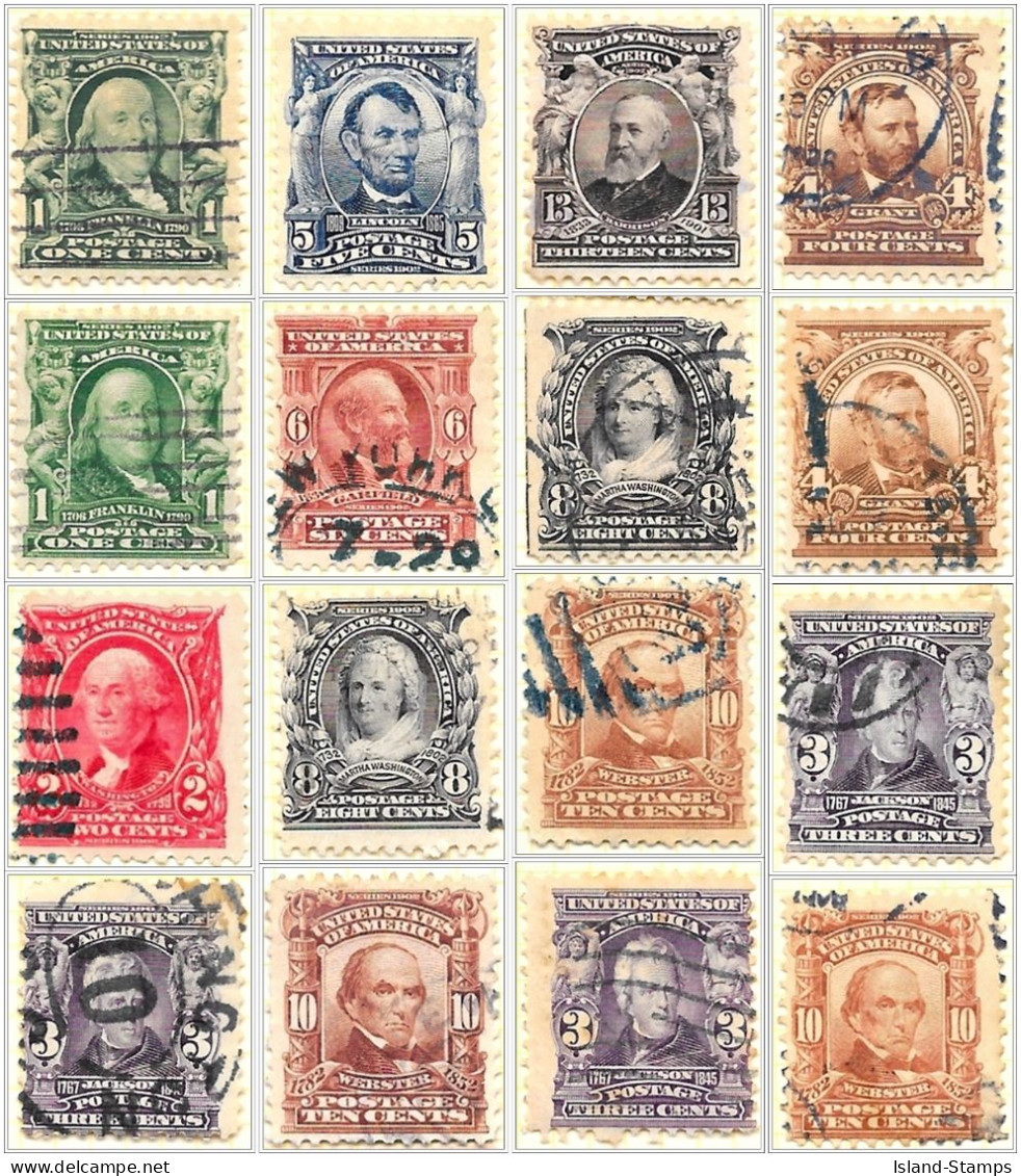 USA 1902 " Presidents & Statesmen Mix Of 16 Values Used V1 - Oblitérés