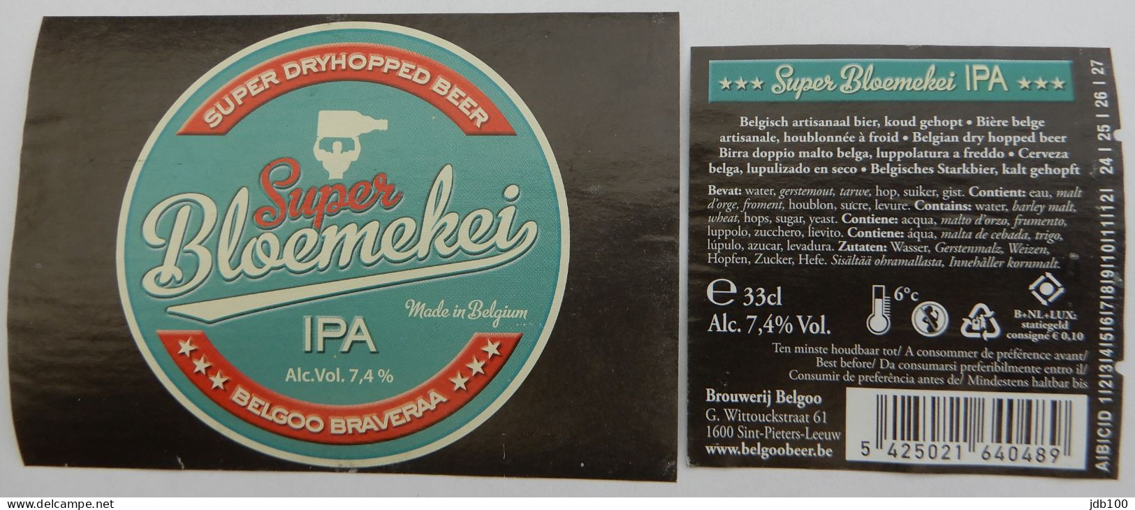 Bier Etiket (7h6), étiquette De Bière, Beer Label, Bloemekei Super IPA Brouwerij Belgoo - Birra