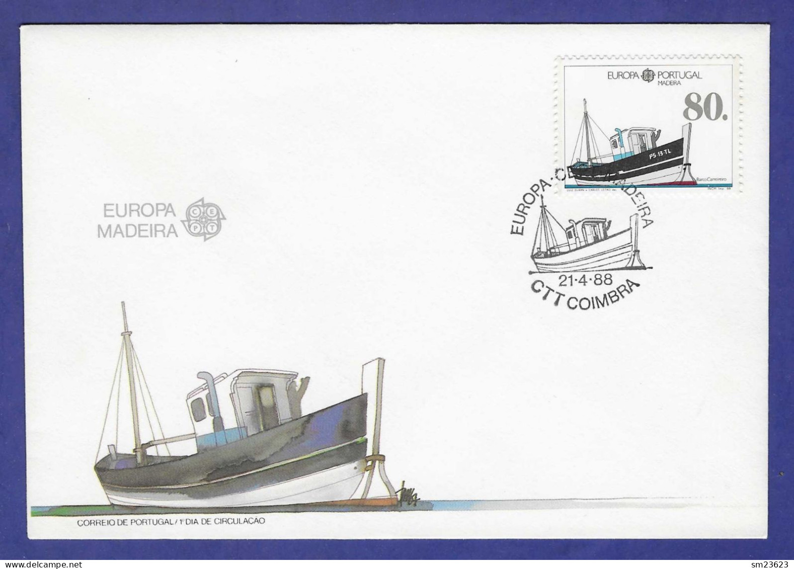 Portugal / Madeira 1988  Mi.Nr. 118 , EUROPA CEPT - Transport- Und Kommunikation - FDC - CTT Lisboa 21.4.88 - 1988