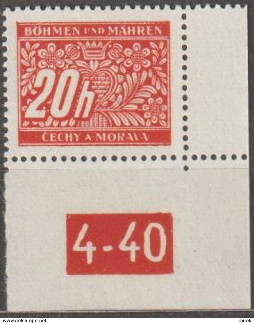 046b/ Pof. DL 3, Corner Stamp, Perforated Border, Plate Number 4-40 - Nuovi