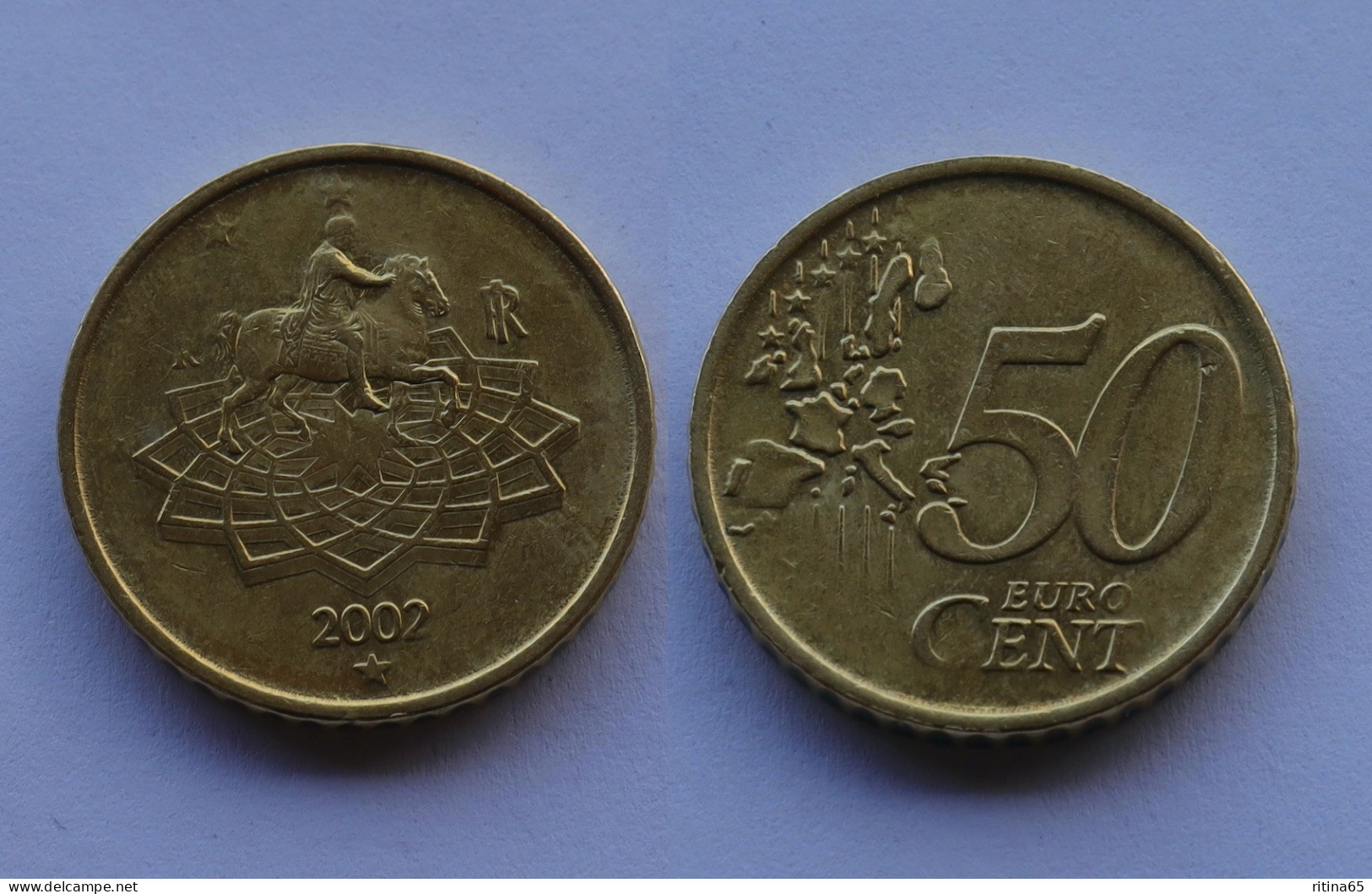 ERRORE EURO !! ITALIA 50 CENTESIMI 2002 FORTEMENTE EVANESCENTE  !!! 33 - Errors And Oddities