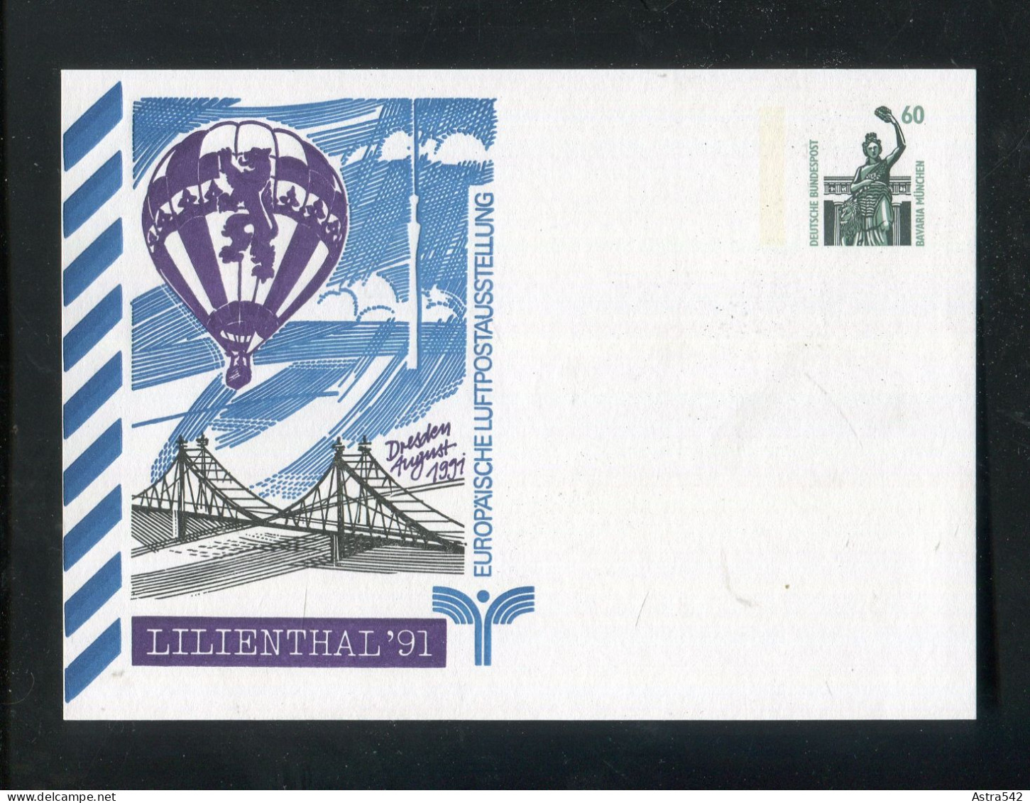 "BUNDESREPUBLIK DEUTSCHLAND" 1991, Privat-Postkarte "Lilienthal, Ballon" ** (A2044) - Privatpostkarten - Ungebraucht