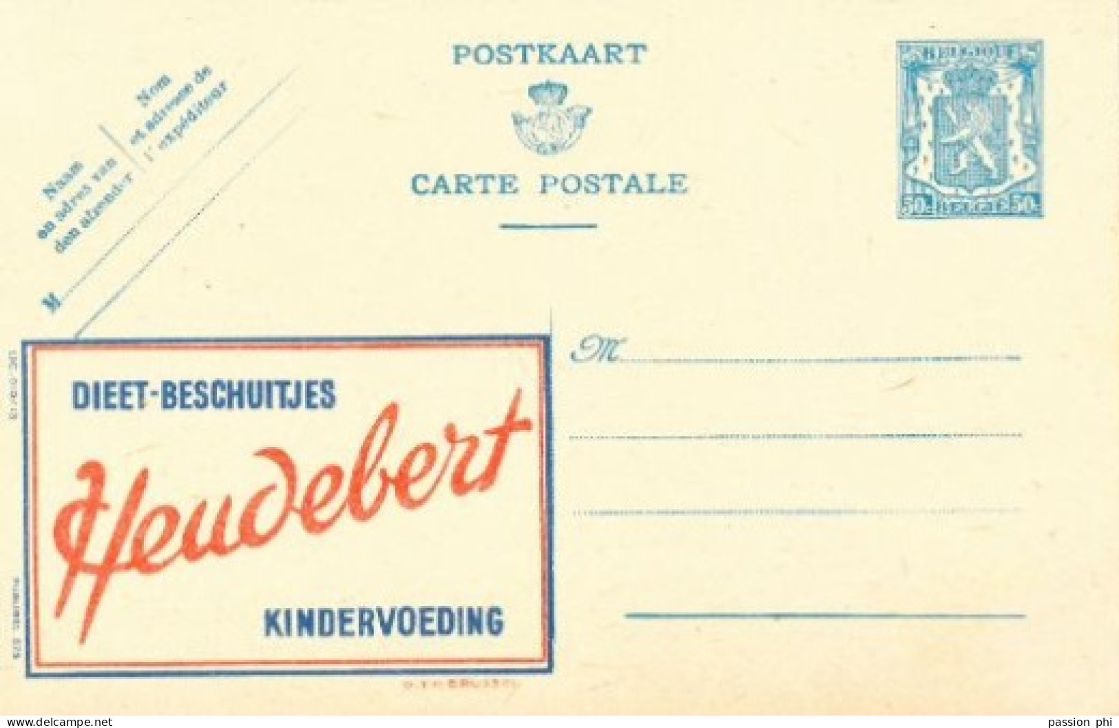 BELGIUM PPS 50C BLUE "SCEAU D'ETAT" SBEP PUBLIBEL 575 HEUDEBERT NF. UNUSED - Publibels