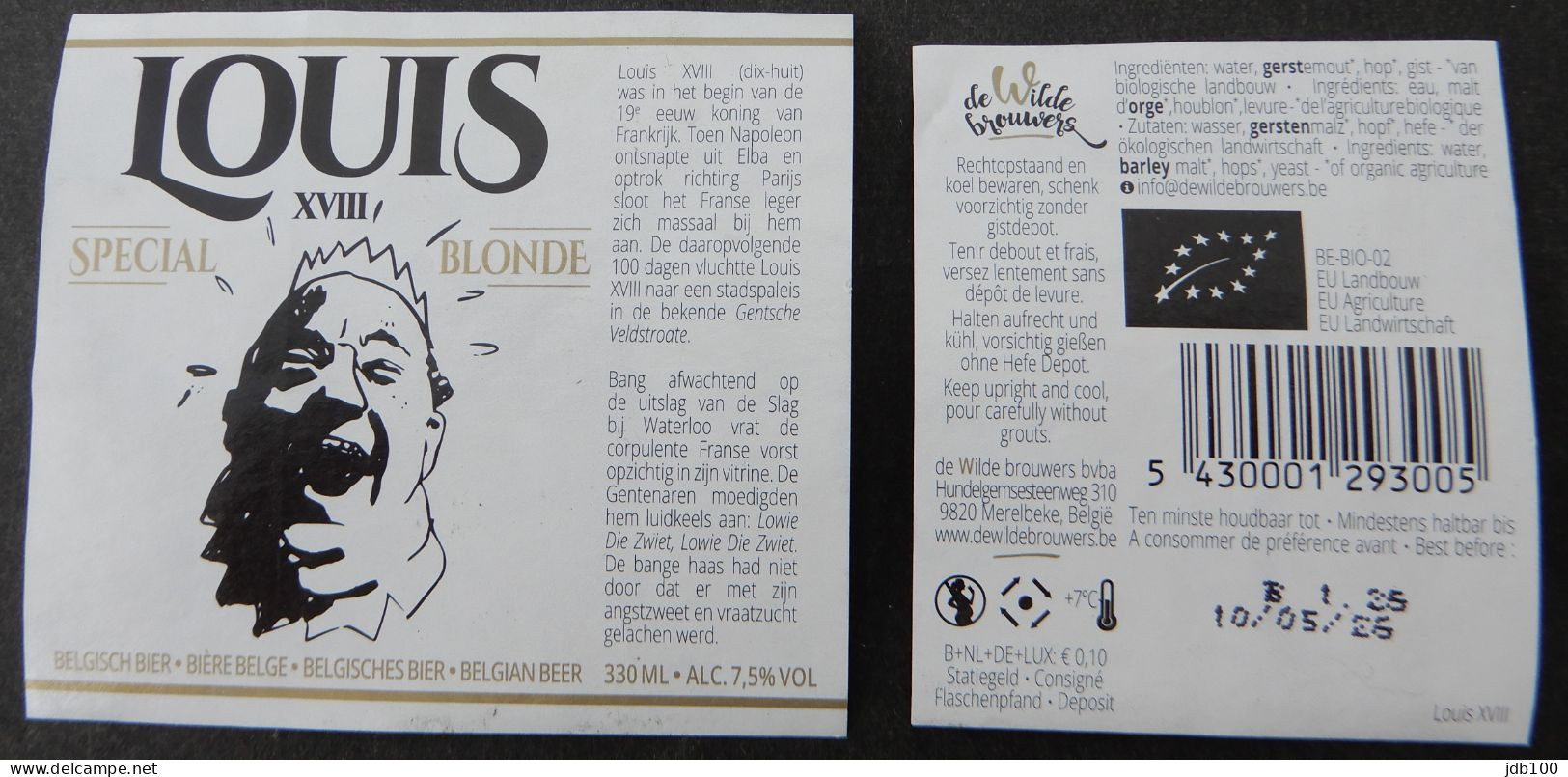 Bier Etiket (7i9), étiquette De Bière, Beer Label, Louis XVIII Brouwerij De Wilde Brouwers - Beer