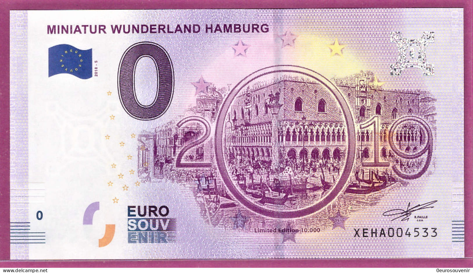 0-Euro XEHA 2018-5 MINIATUR WUNDERLAND - HAMBURG - VENEDIG - Essais Privés / Non-officiels