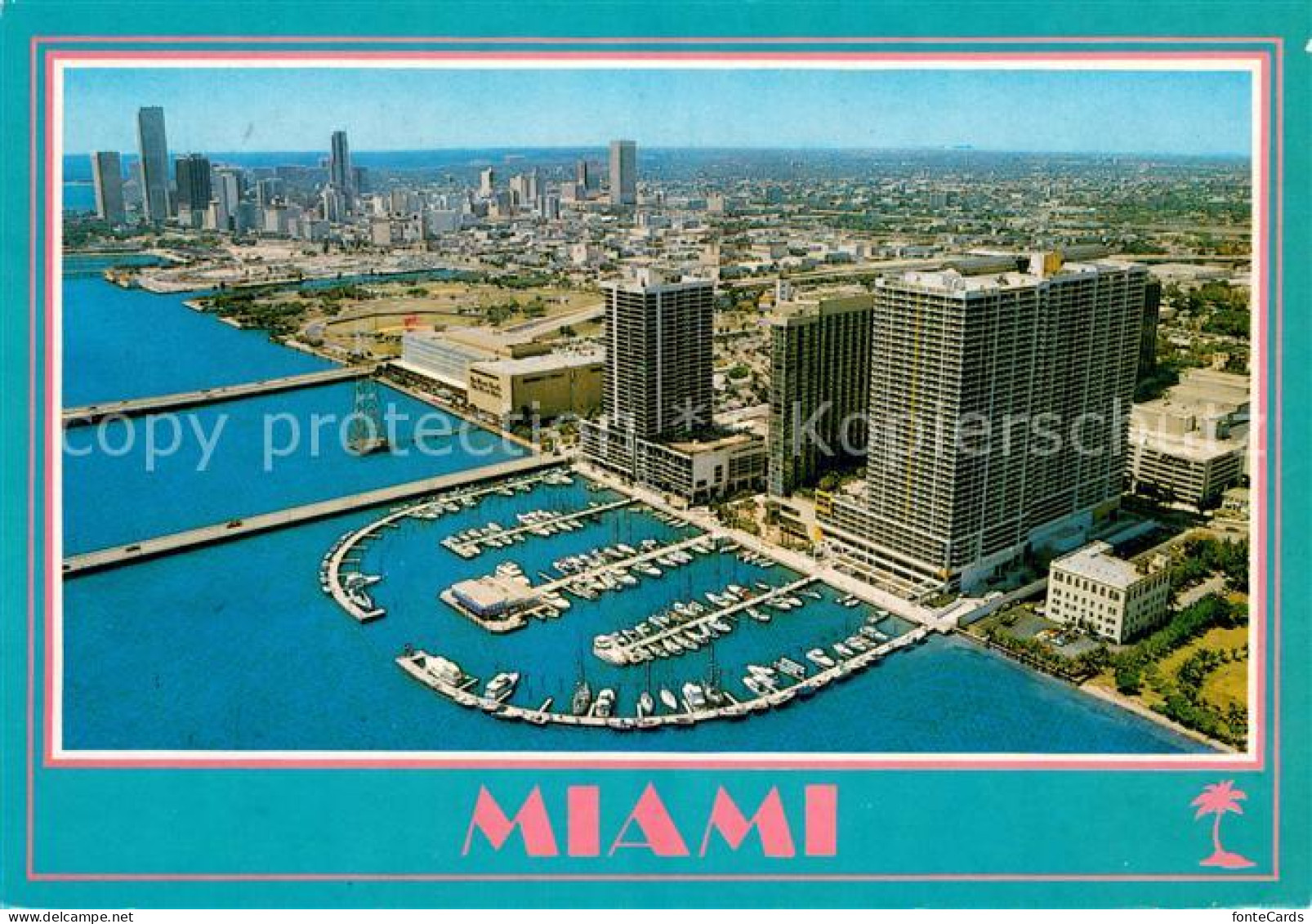 73744598 Miami_Florida Looking Sough Showing The Marriott On Biscayne Bay Aerial - Sonstige & Ohne Zuordnung